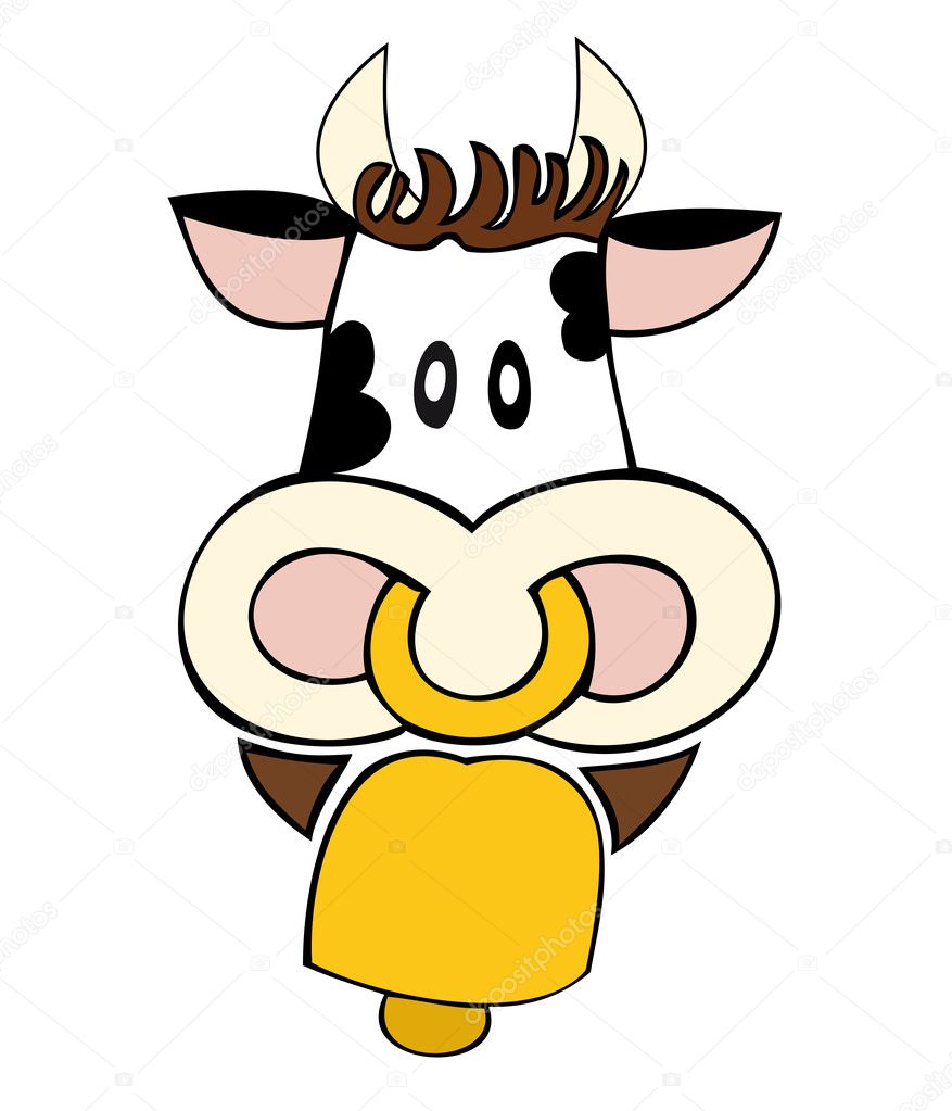 Dairy cow with cowbell.