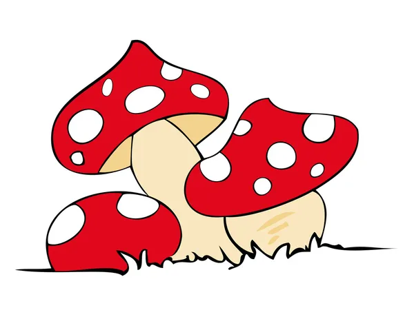 Red poison mushrooms. — Stock Vector