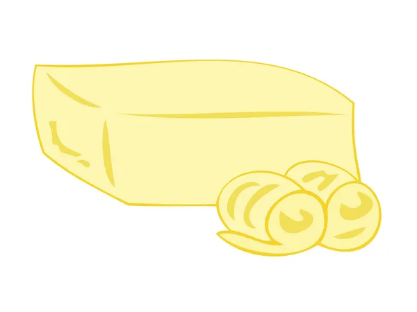 Bloco de manteiga com cachos . —  Vetores de Stock