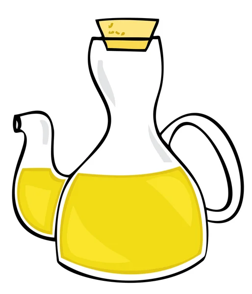 Olivenöl in Glasflasche mit Korken. — Stockvektor