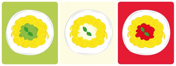 Ιταλικά μακαρόνια σάλτσα ΤΡΕΙΣ. — Διανυσματικό Αρχείο