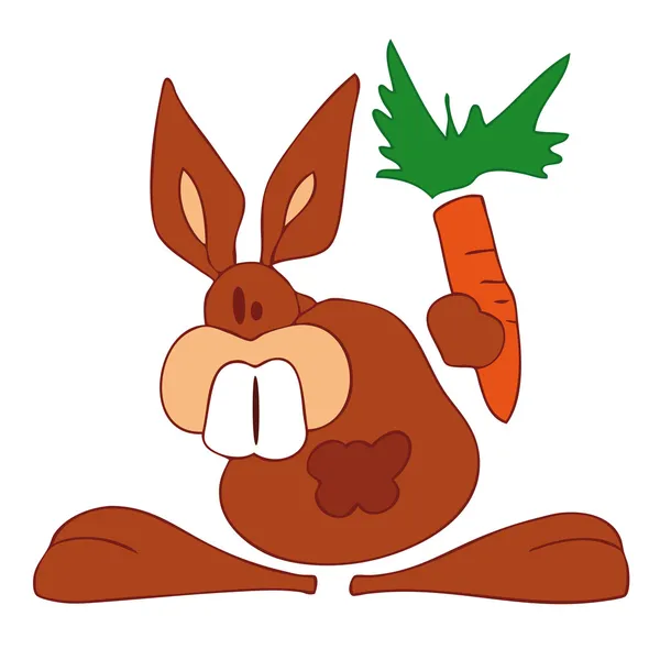 Grappige konijn met wortel. — Stockvector