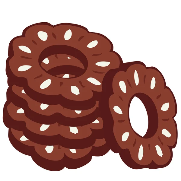 Pilha de biscoitos de chocolate . — Vetor de Stock