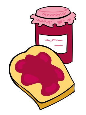 Fruit Jam jar with crispy toasted bread. clipart