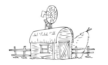 Barn house with straw sheaf. clipart