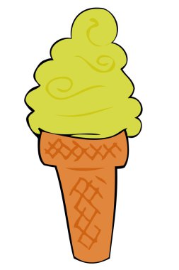 Pistachio ice cream cone. clipart