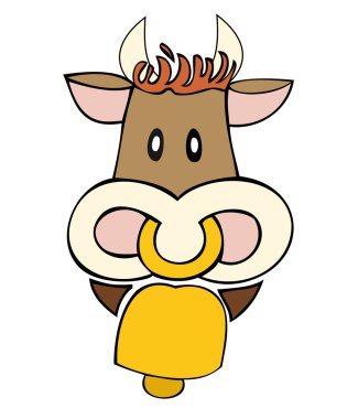 Dairy cow with cowbell. clipart