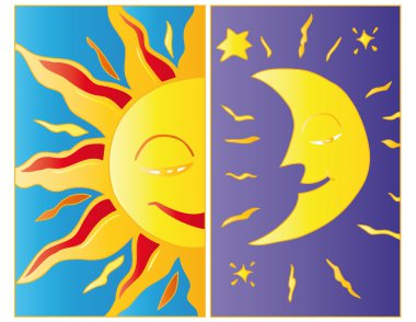 Moonlight and sunlight. clipart