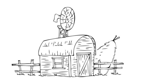 Barn σπίτι με άχυρο Δεμάτι. — Διανυσματικό Αρχείο