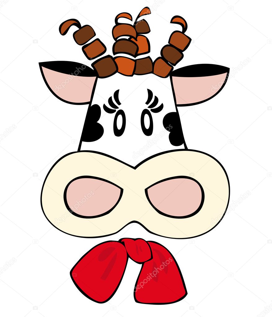 Dairy cow with red bow.