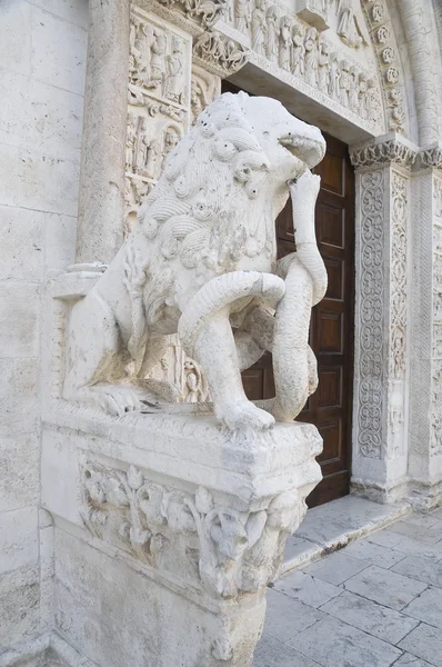 Статуя Мраморного Льва. Собор Битетто. Апулия . — стоковое фото