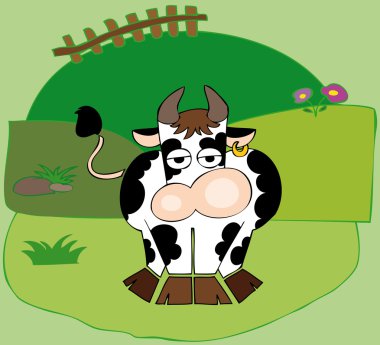 Dairy cow with golden earring. clipart