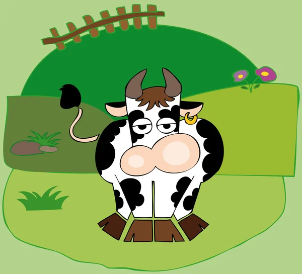Vache laitière avec boucle d'oreille dorée . — Image vectorielle