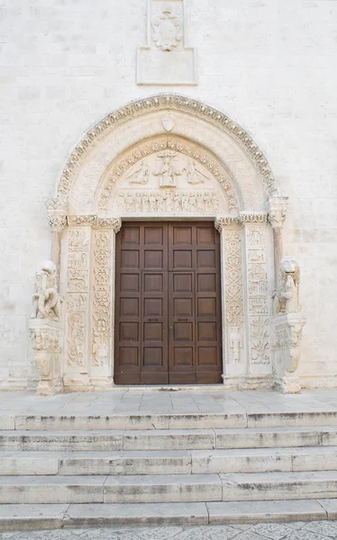 Wooden Portal of Bitetto Cathedral. Apulia. — Stock Photo, Image