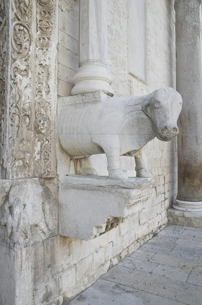 Detail van portaal van basiliek st. nicholas. Bari. Apulië. — Stockfoto