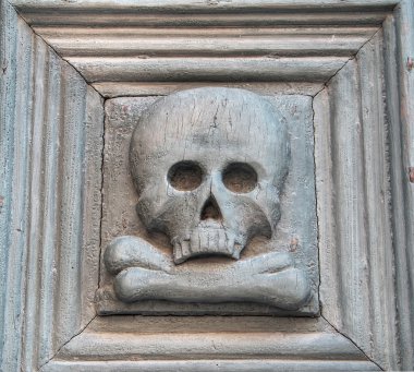 Portal with skull. Purgatory Church. Matera. Basilicata. clipart