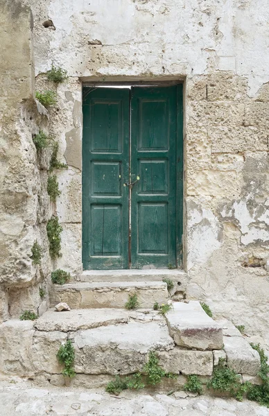 木质绿色门. — 图库照片