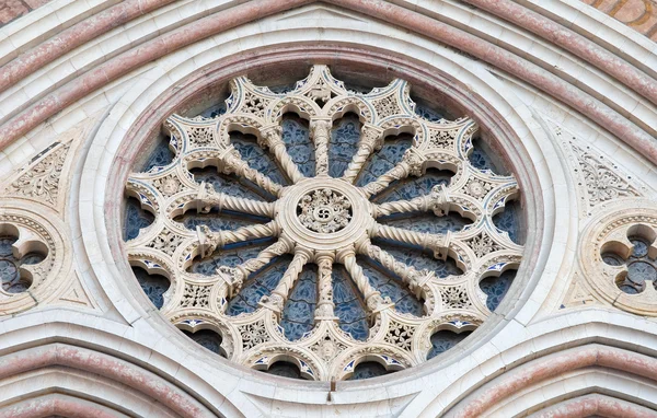 玫瑰的窗口。圣弗朗切斯科教堂。阿西西。翁布里亚. — 图库照片