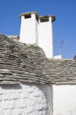 trullo baca kapları kapatın. Alberobello. Apulia.