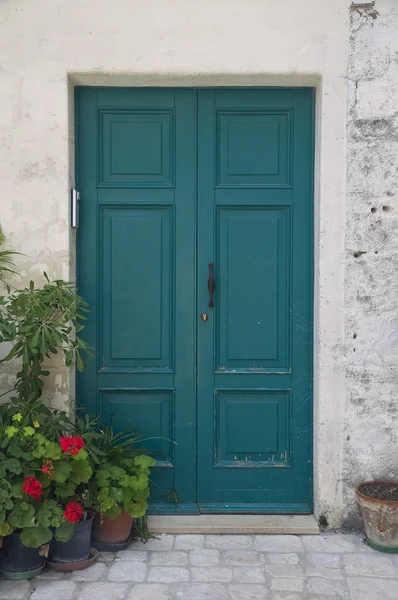 Houten groene deur. — Stockfoto