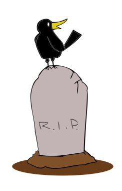 Tombstone with crow. clipart