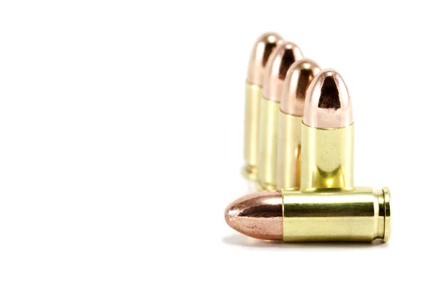 Cinco balas de 9mm — Fotografia de Stock