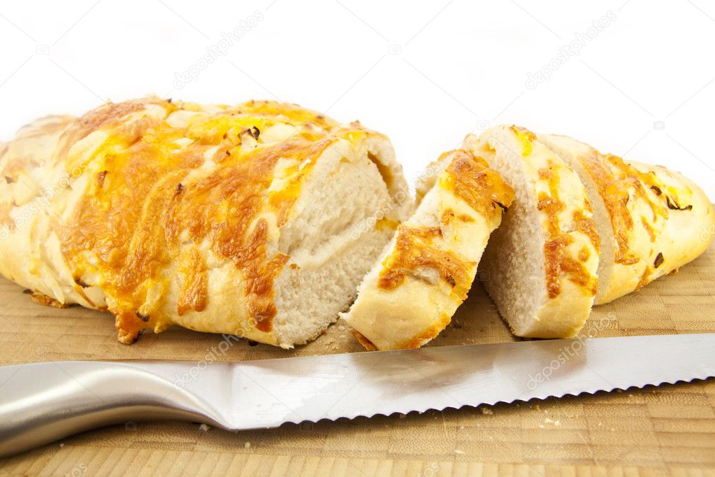 Cheese and Onion Bread with Knife