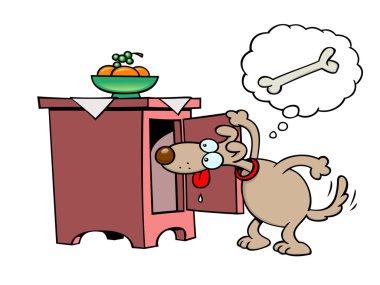 Dog looking for a bone clipart