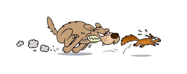 狗追着一只松鼠 — 图库矢量图片