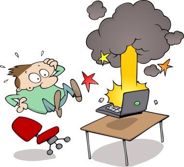 Exploding computer clipart