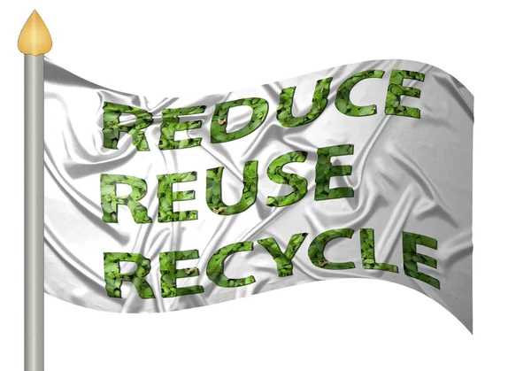 Recycling-Flagge mit dem Text reduse, reu Stockbild