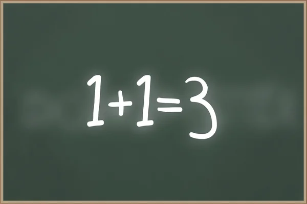 stock image Chalkboard with text 1+1=3