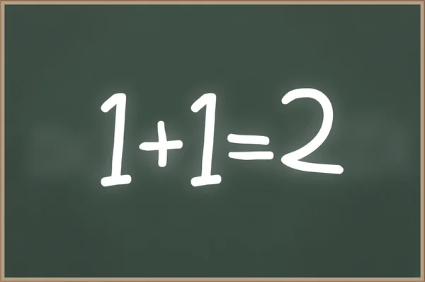 Chalkboard with text 1+1=2 — Stock Photo, Image