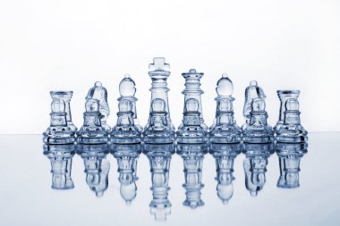 Glass chess pieces (toned in blue) clipart
