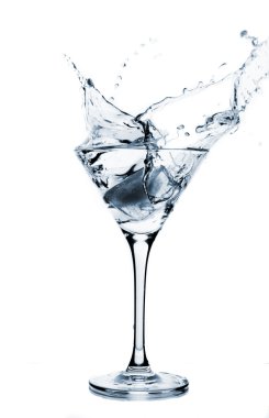 Splashing martini (toned in blue) clipart