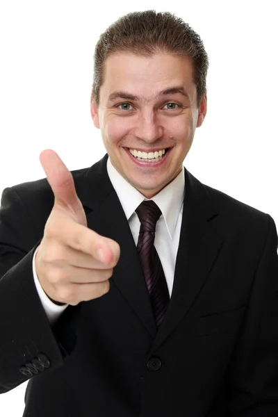 stock image Young man pointing his finger