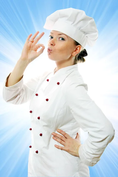 有吸引力的厨师的女人 图库图片