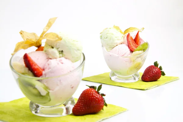 Ice cream with fruits Stock Photo