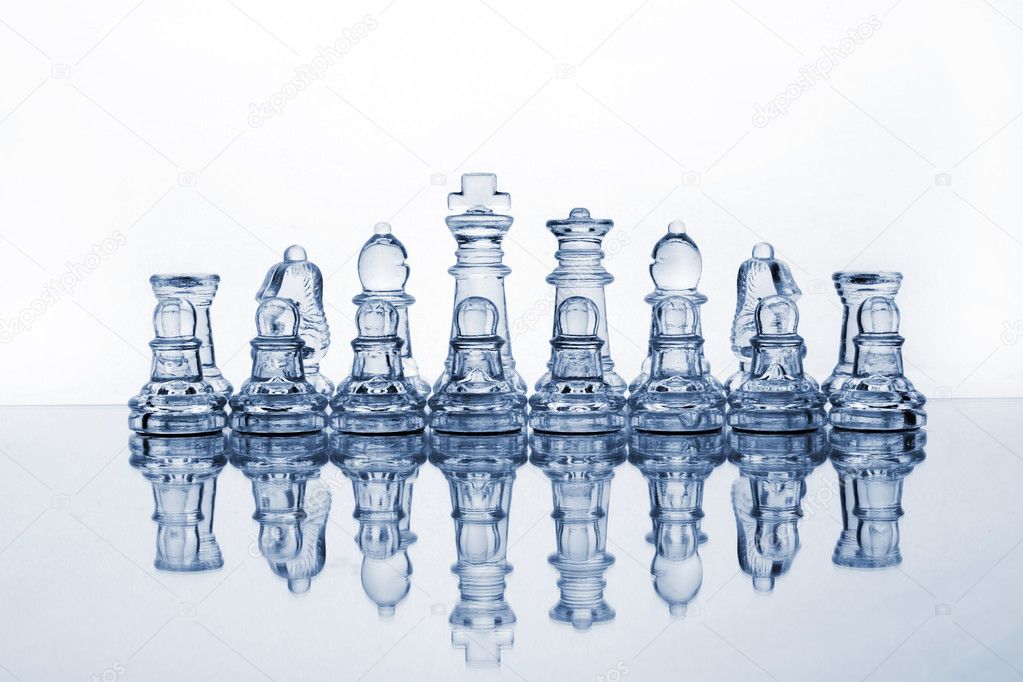 Glass chess pieces (toned in blue)