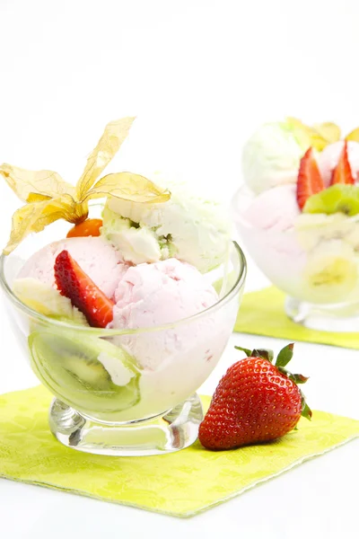 Ice cream with fruits Stock Image