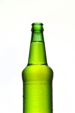 Green beer bottle isolated on white clipart