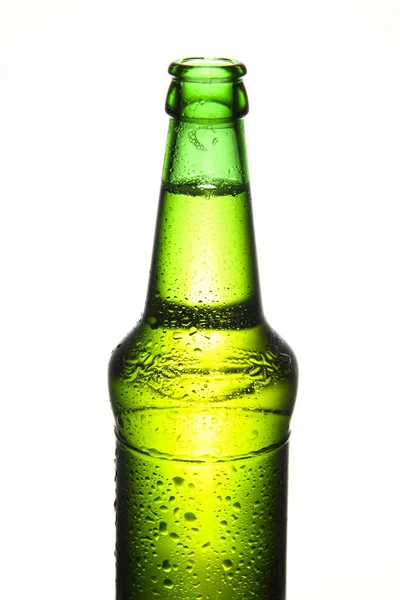 Green beer bottle isolated on white — Stock Photo, Image