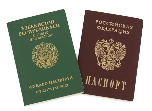 Üzbegisztán és orosz útlevél Stock Kép