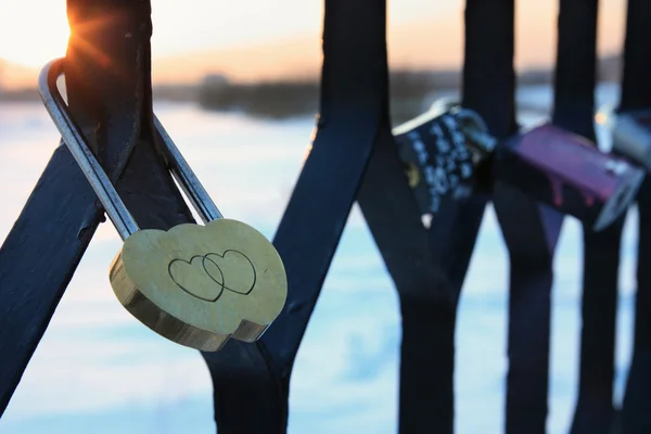 stock image Padlock in the form of two hearts