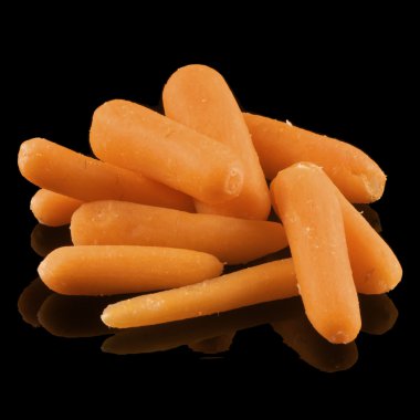 Mini carrots isolated on black with refl clipart