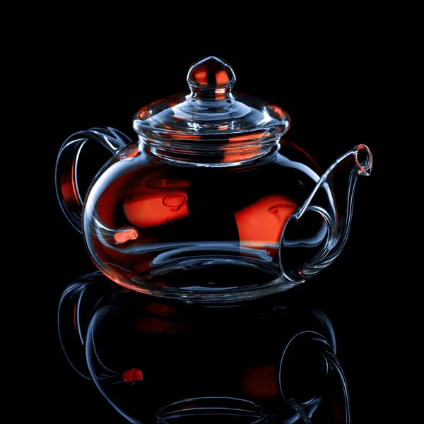 Glas und Feuer Teekanne — Stockfoto