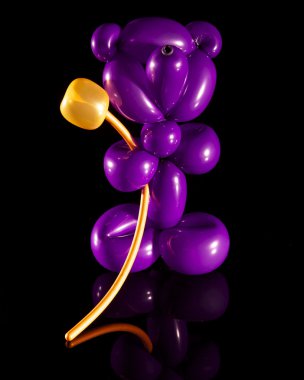 Purple balloon bear with flower clipart