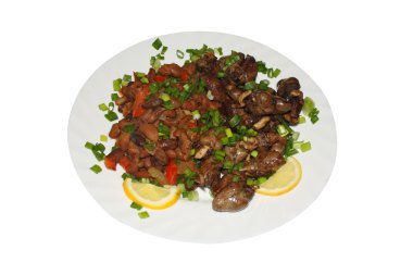 kurutulmuş tavuk kalpleri tereyağı ile fasulye garnitür