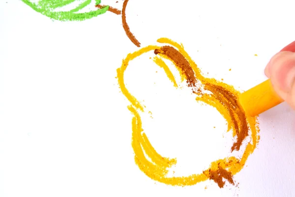 Desenho de uma pêra um pastel de óleo — Fotografia de Stock