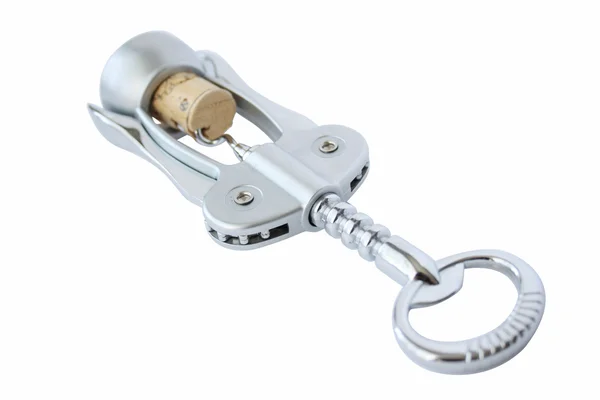 Wine bottle opener, corkscrew with clipping path — Stock Photo, Image